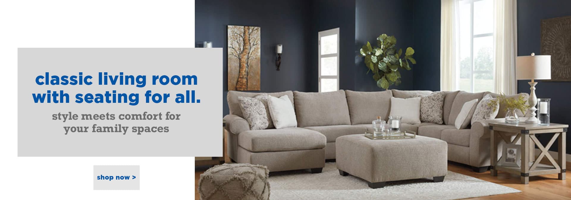 classic living room with seating for all. style meets comfort for your family spaces – shop now